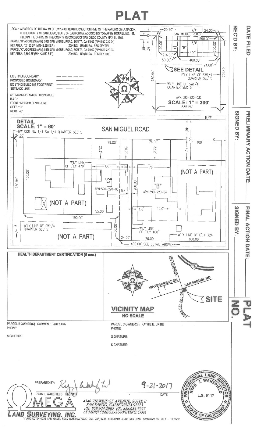 Lot Line Adjustments Omega Land Surveying Inc